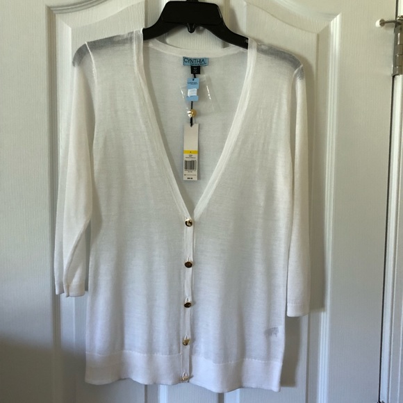 Cynthia Rowley White Everyday Essential Cardigan M - Picture 1 of 6